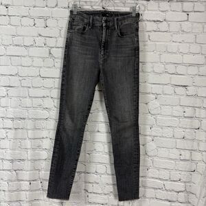 Mother High Waisted Looker Ankle Fray Hem Jeans Womens 28 Black Sharing Secrets